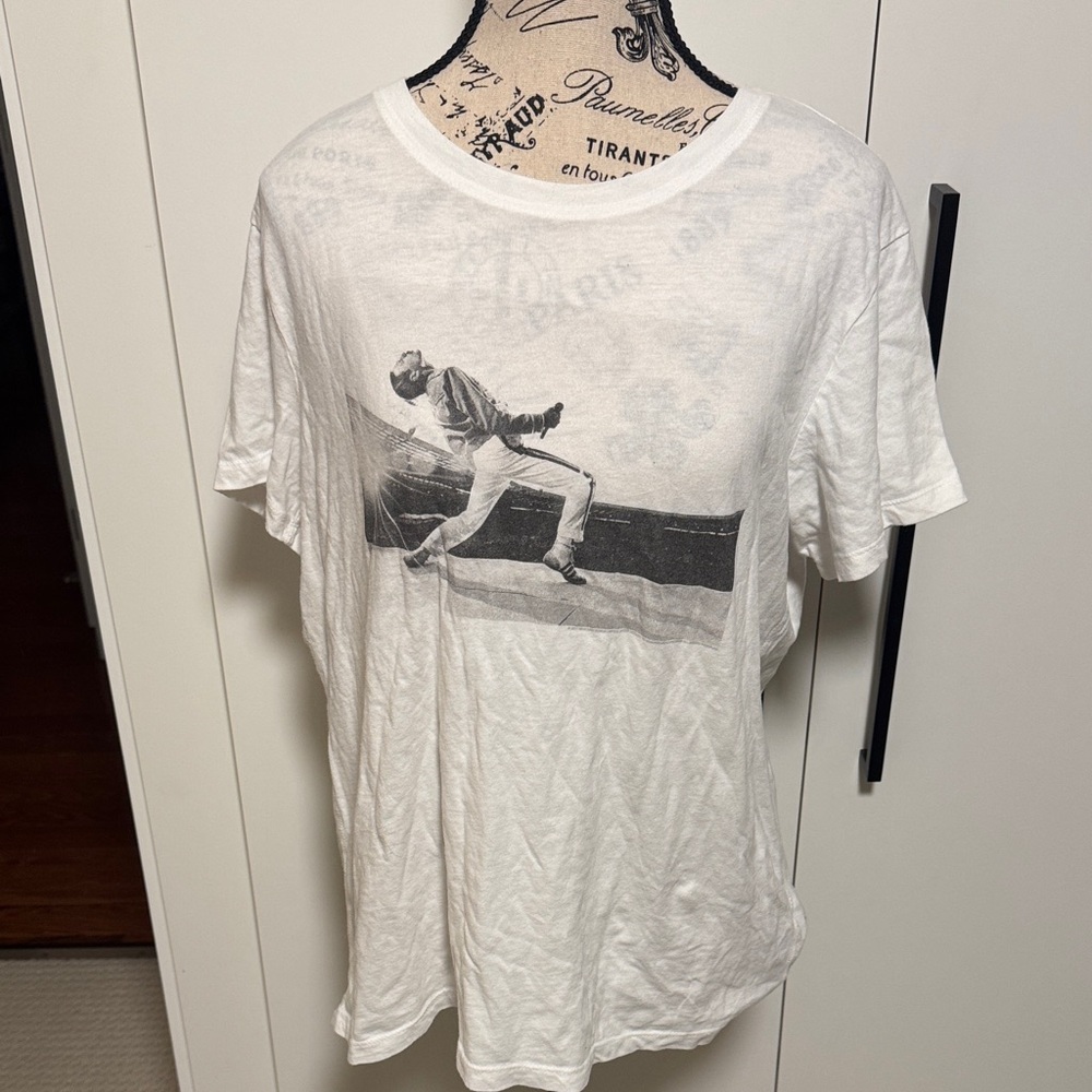 Abercrombie & Fitch White Short-Sleeve Crew Tee with Black Baseball Graphic